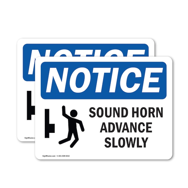 Signmission Sound Horn Advance Slowly Sign With Symbol, 5 in W x Rectangle, Vinyl Decal OS-2PACK-NS-D-35-L-18370 - main
